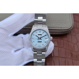 Replica Rolex Lady-Datejust Ice Blue Dial Diamond Stainless Steel Ladies Watch 178383