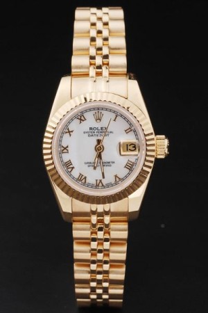 Rolex Datejust Swiss Movement Replica Watches Gold Watch White Dial 44mm