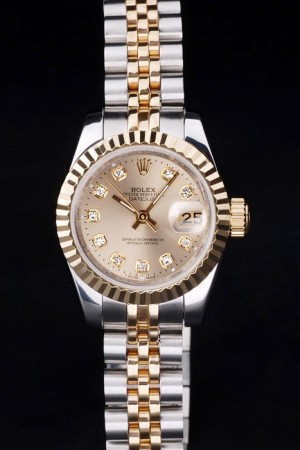 Rolex Datejust Swiss Movement Quality Replica Ladies Watches Silver Watch Gold Dial 34mm