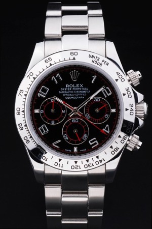 Rolex Daytona Swiss Movement Monochrome Watch Black Dial 48mm