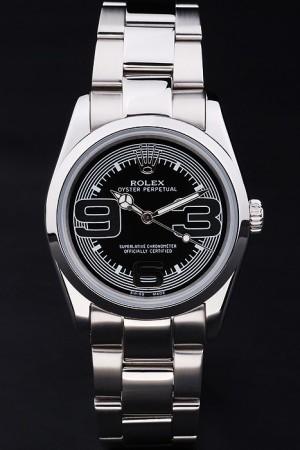 Rolex Perpetual Swiss Movement Monochrome Watch Black Dial 45mm