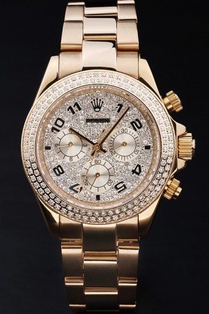 Rolex Daytona Swiss Movement Monochrome Watch Gold Dial 47mm