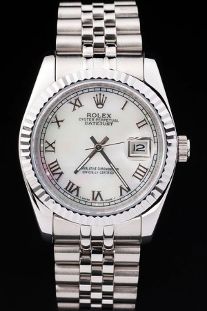 Rolex Datejust Swiss Movement Replica Watches Silver Watch White Dial 44mm