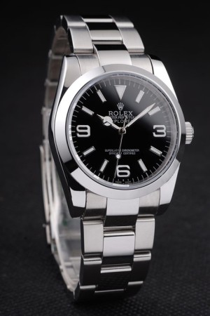 Rolex Explorer Swiss Movement Silver grey Polished Stainless Steel Watch Black Dial 40mm