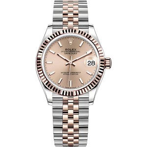 Replica Swiss Rolex Lady-Datejust 31 Pink Dial 18K Everose Gold President Automatic Ladies Watch 178275