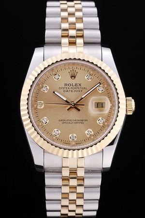 Rolex Swiss Movement Two-color Watch Gold Dial 44mm