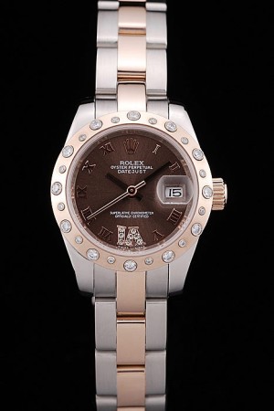 Rolex Datejust Swiss Movement Quality Replica Watches Silver Watch Brown Dial 34mm