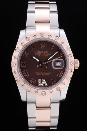 Rolex  Swiss Movement Two-color Watch Brown Dial 44mm
