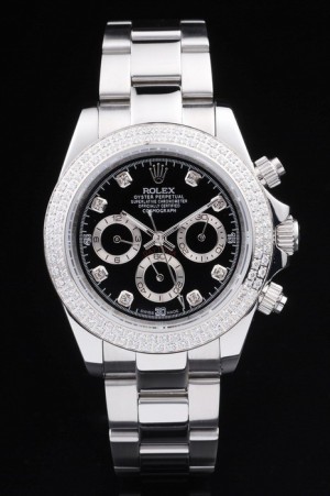 Rolex Daytona Swiss Movement Monochrome Watch Black Dial 48mm
