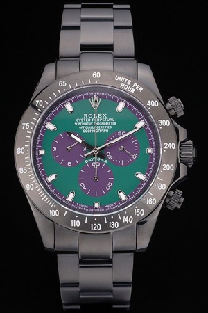 Rolex Daytona Swiss Movement Black Ion Plated Tachymeter Black Stainless Steel Strap Green Dial 50mm