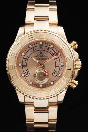 Rolex Yacht-Master Swiss Movement Monochrome Watch Gold Dial 48mm