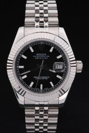 Rolex Datejust Swiss Movement Quality Replica Watches Silver Watch Black Dial 47mm