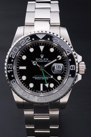 Rolex Gmt-Master II Swiss Movement Monochrome Silver watch Black Dial