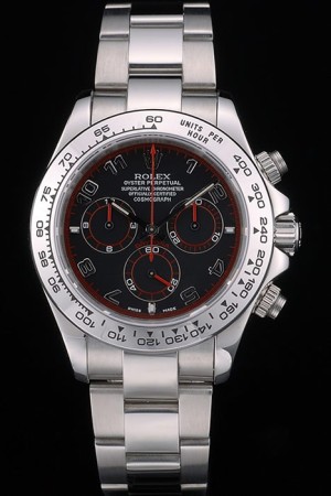  Rolex Daytona Swiss Movement Stainless Steel Bracelet Black Dial 47mm