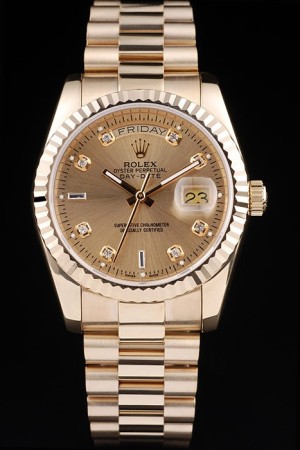 Rolex Day-Date Quality Swiss Movement Replica Monochrome  Watches Gold Dial 44mm