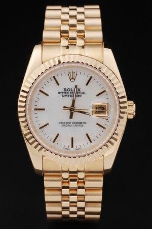 Rolex Datejust Swiss Movement Replica Watches Gold Watch White Dial 44mm