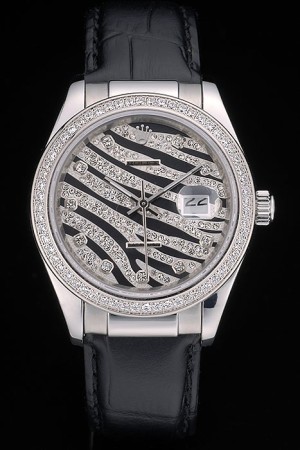 Swiss Movement Rolex Datejust Special Edition 2012 Black Leather Strap 