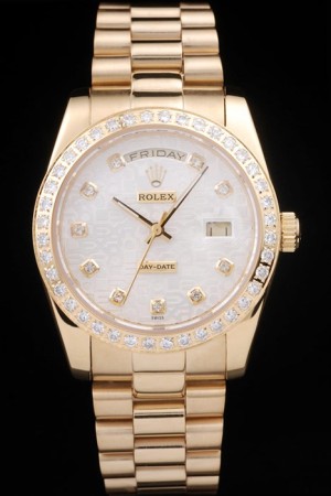 Rolex Day-Date Swiss Movement Quality Replica Watches Automatic Gold Watch White Dial 45mm