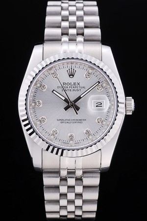 Rolex Swiss Movement Monochrome Watch Silver Dial 44mm