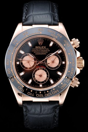 Rolex Daytona Swiss Movement Replica Monochrome Watch Black Dial 48mm