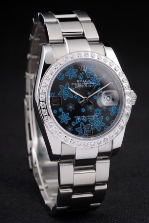 Rolex Datejust Swiss Movement Quality Replica Watches Silver Watch Black Blue Dial 45mm
