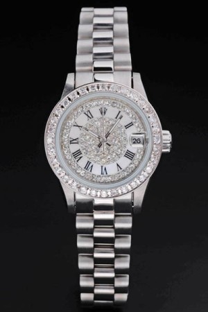 Rolex Datejust Swiss Movement Quality Replica Watches Silver Watch Diamond Dial 33mm