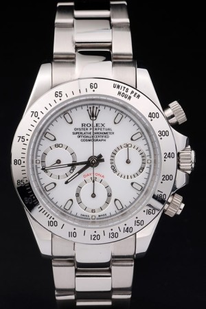 Rolex Daytona Swiss Movement  Mechanism Silver Watch White Dial 46mm