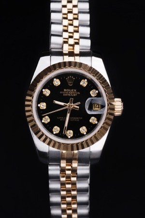 Rolex Datejust Swiss Movement Quality Replica Watches Silver Watch Black Dial 34mm