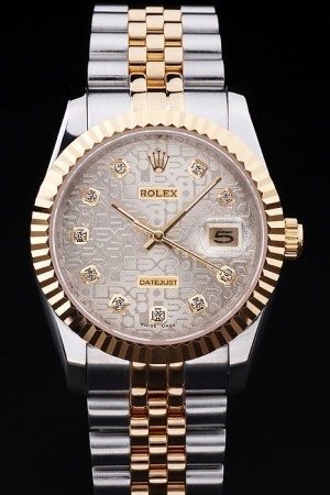 Rolex Datejust Swiss Movement Quality Replica Watches Silver Watch Gold Dial 45mm