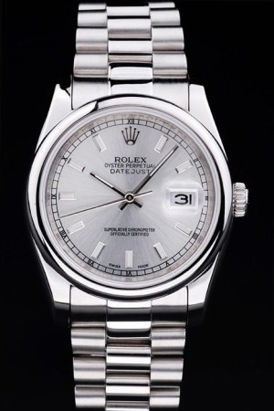 Rolex Datejust Swiss Movement Quality Replica Watches Silver Watch Silver Dial 45mm