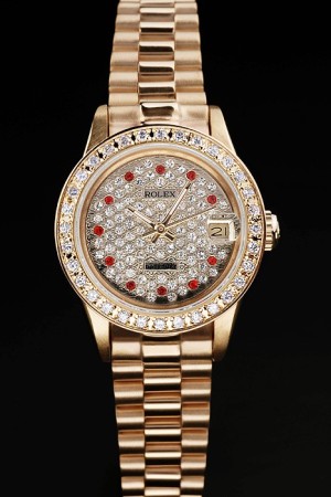 Rolex Datejust Swiss Movement Quality Replica Watches Gold Watch Diamond Dial 33mm
