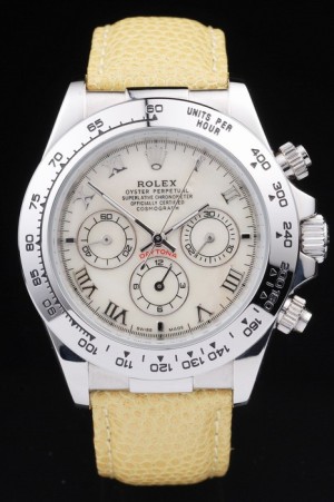 Rolex Daytona Swiss Movement  Monochrome Yellow Ladies Watch White Dial 48mm
