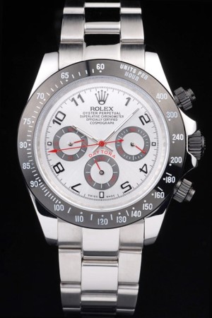 Rolex Daytona Swiss Movement Stainless Steel Black Enameled Silver Dial 48mm