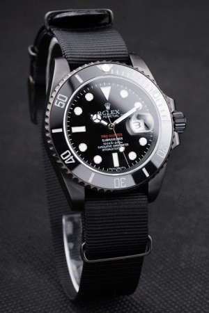 Rolex Swiss movement Submariner Pro-Hunter Black Fabric Strap Black Dial