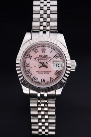 Rolex Datejust Swiss Movement Quality Replica Watches Silver Watch Pink Dial 34mm