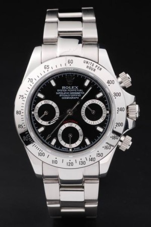 Rolex Daytona Swiss Movement Mechanism Silver Watch Black Dial 46mm