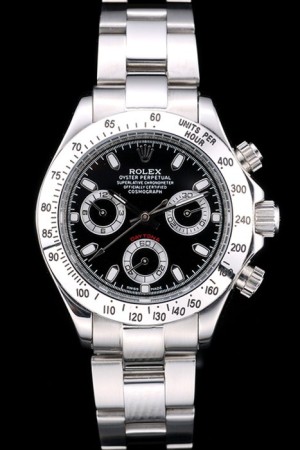 Rolex Daytona Swiss Movement Replica Monochrome Watches Black Dial 43mm