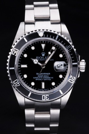Rolex Submariner Swiss Movement Monochrome Watch Black Dial 48mm