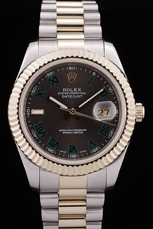 Rolex DateJust Swiss Movement Quality Replica Watches Silver Watch Black Dial 50mm