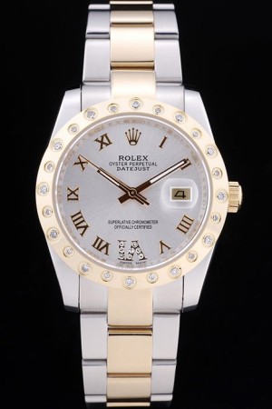 Rolex  Swiss Movement  Two-color Watch Silver Dial 44mm