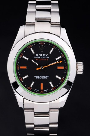 Rolex Milgaus Swiss Movement Monochrome Watch Black Dial 48mm