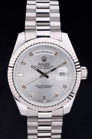 Rolex Day-Date Swiss Movement Quality Replica Watches Automatic Watch Silver Dial 48mm