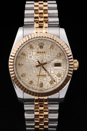 Rolex Datejust Swiss Movement Replica Watches Gold Dial 44mm