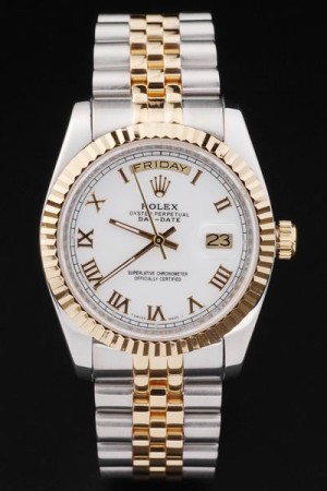 Rolex Day-Date Quality Replica Watches Swiss Movement Two-color Watch White Dial 44mm