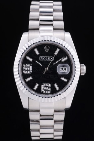 Rolex  Swiss Movement Monochrome Watch Black Dial 44mm