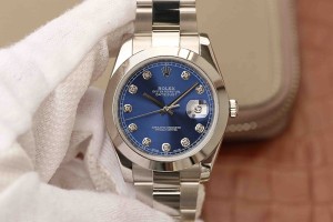  Swiss Rolex Oyster Perpetual Datejust 41 Diamond Blue Dial Automatic Replica Men's Watch 126300 High End