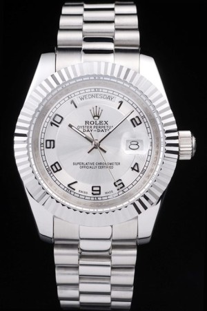 Rolex Day-Date Swiss Movement Quality Replica Watches Automatic Watch Silver White Dial 48mm
