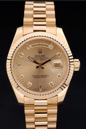 Rolex Day-Date Swiss Movement Quality Replica Watches Automatic  Gold Watch Gold Dial 48mm