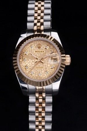 Rolex Datejust Swiss Movement Quality Replica Watches Silver Watch Gold Dial 34mm