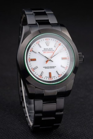 Rolex Milgauss Pro-Hunter Swiss Movement Tinted Green Saphire White Dial 48mm